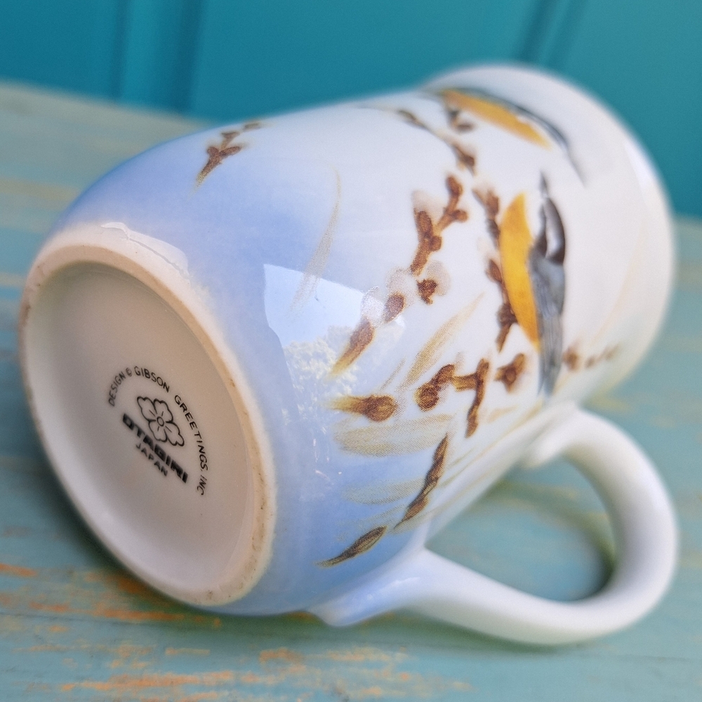 Bird Mug Otagiri Japan Coffee Cup Teacup Pretty Cute Birds Porcelain Gold Leaf - Picture 4 of 16